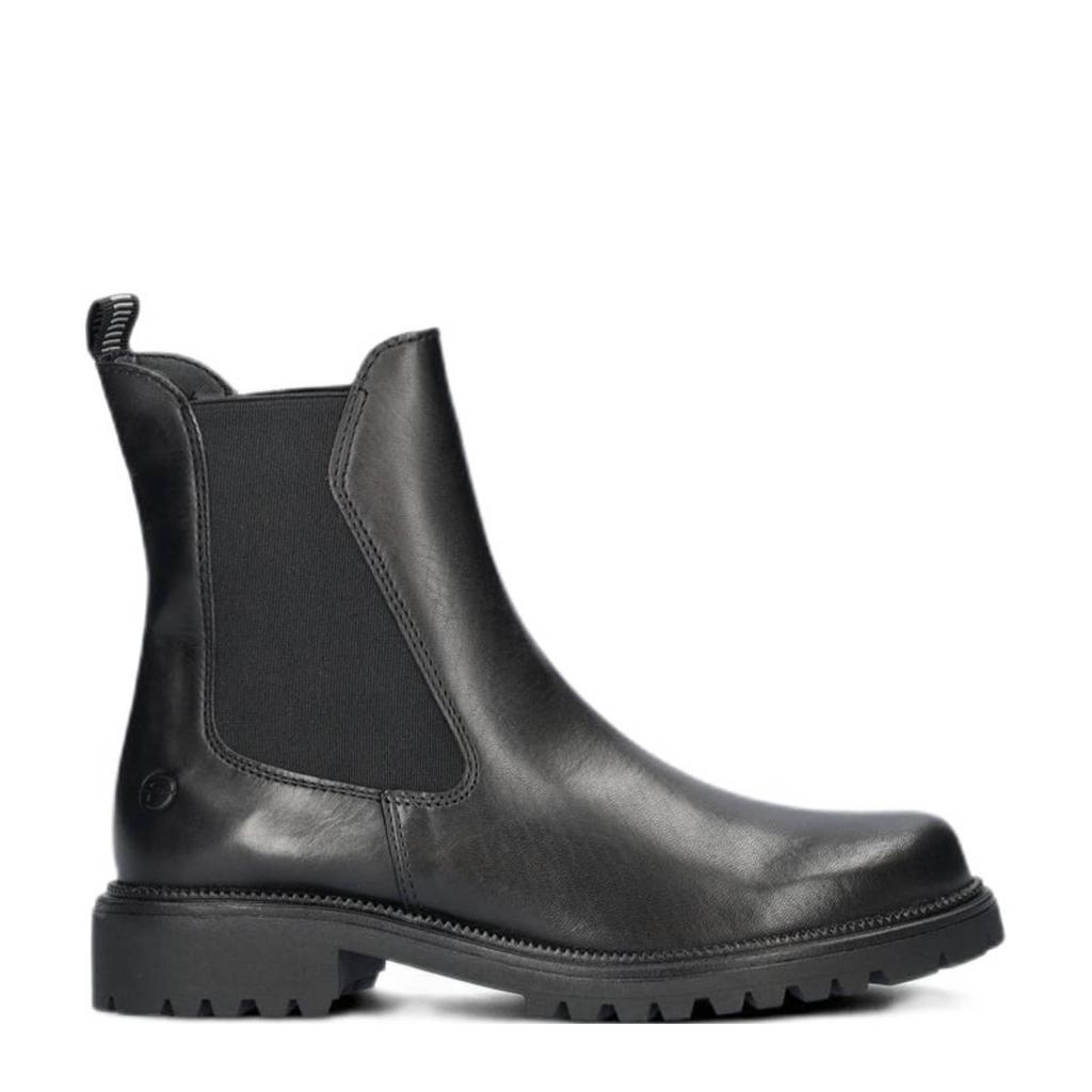 Zwarte dames Tamaris leren chelsea boots met elastische inzet