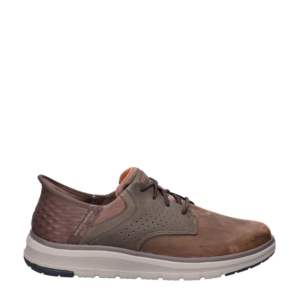 Bruine heren Skechers Hands Free Slip-Ins Orelly nubuck sneakers met elastische veters