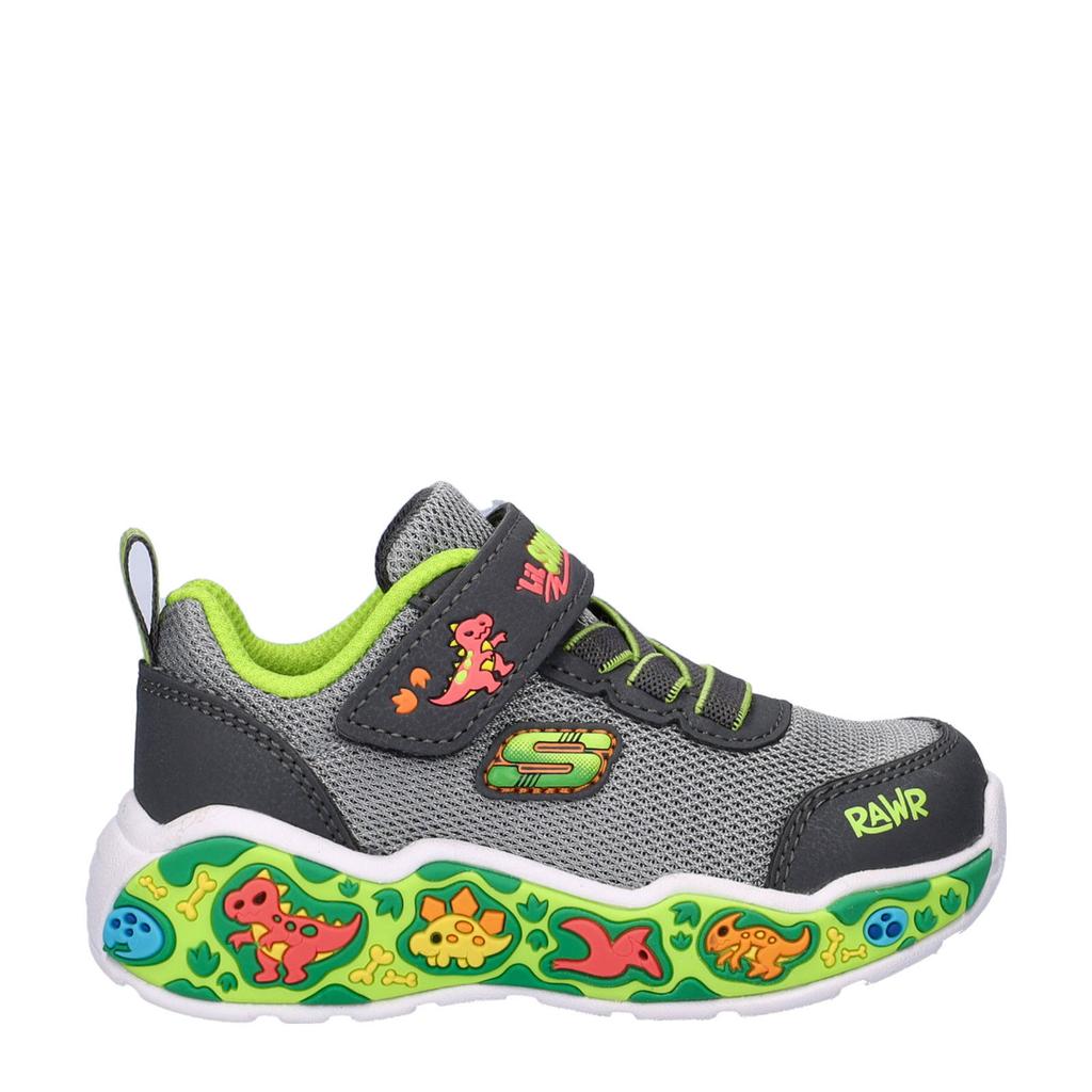 Grijze jongens Skechers Play Scene chunky sneakers van imitatieleer en textiel met elastische veter- met klittenbandsluiting