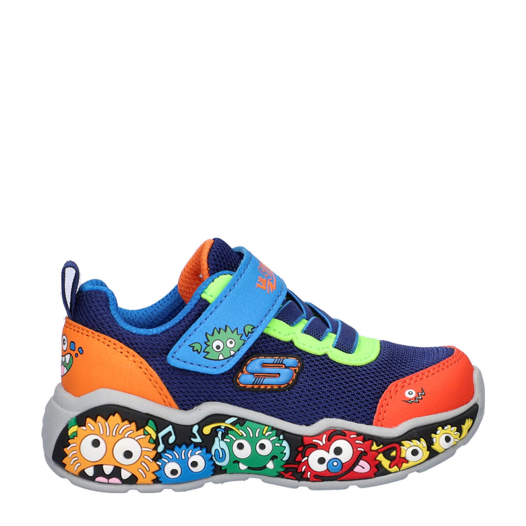 Blauw en multikleurige jongens Skechers Play Scene chunky sneakers van imitatieleer en textiel met elastische veter- met klittenbandsluiting
