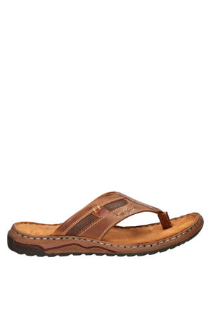 leren teenslippers cognac