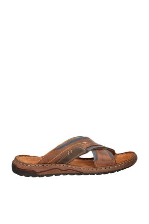 leren slippers cognac