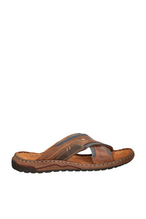   leren slippers cognac