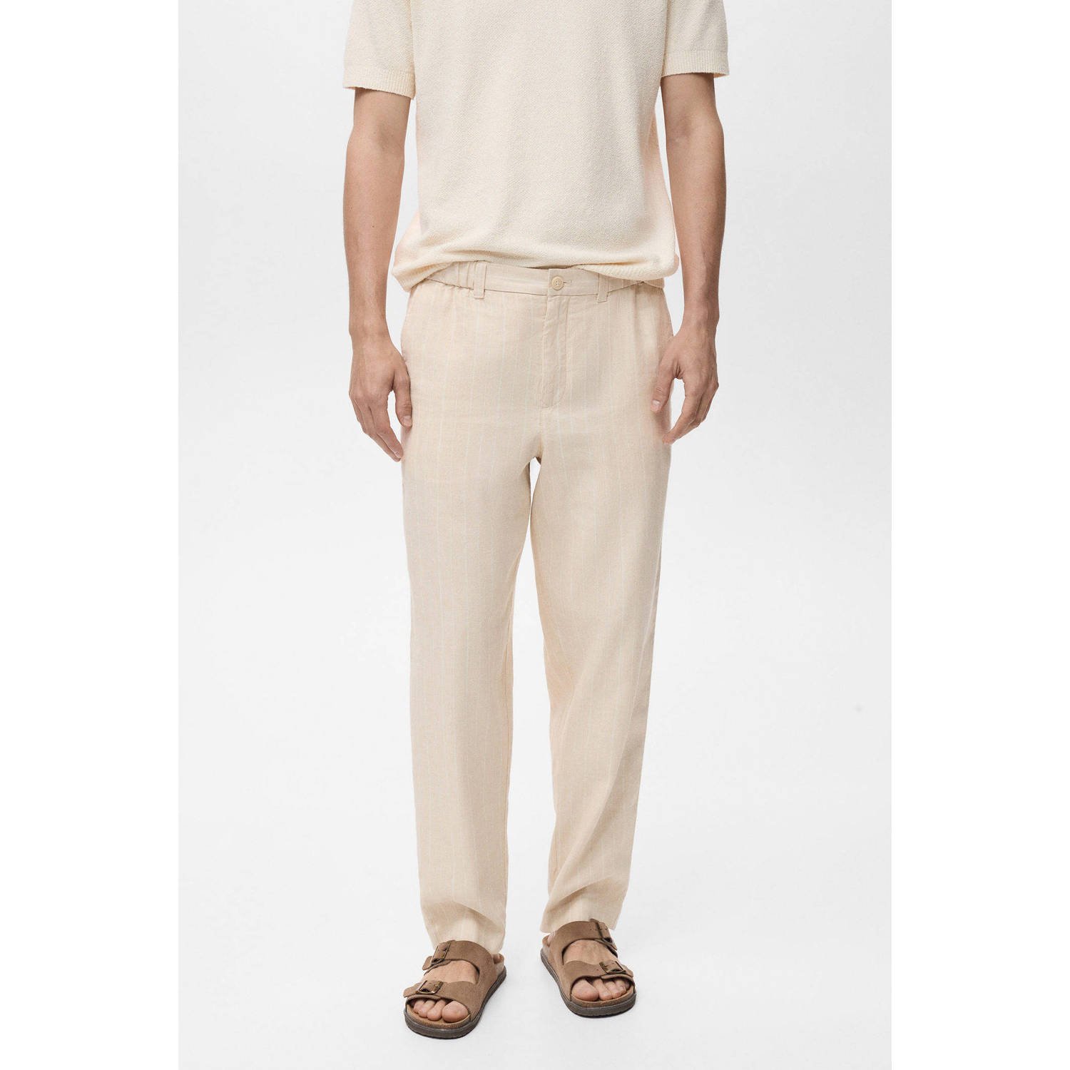 Mango Man linnen regular chino ecru