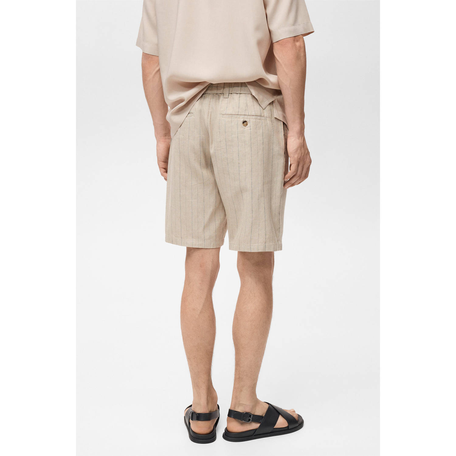 Mango Man linnen regular chino short beige