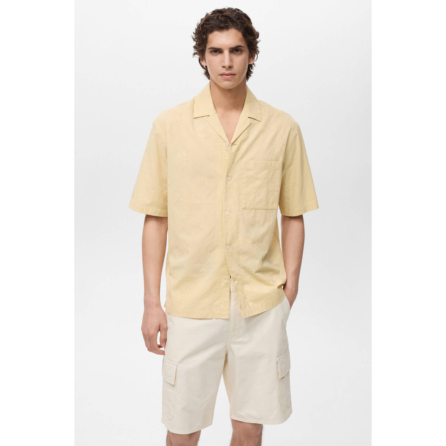 Mango Man casual overhemd geel
