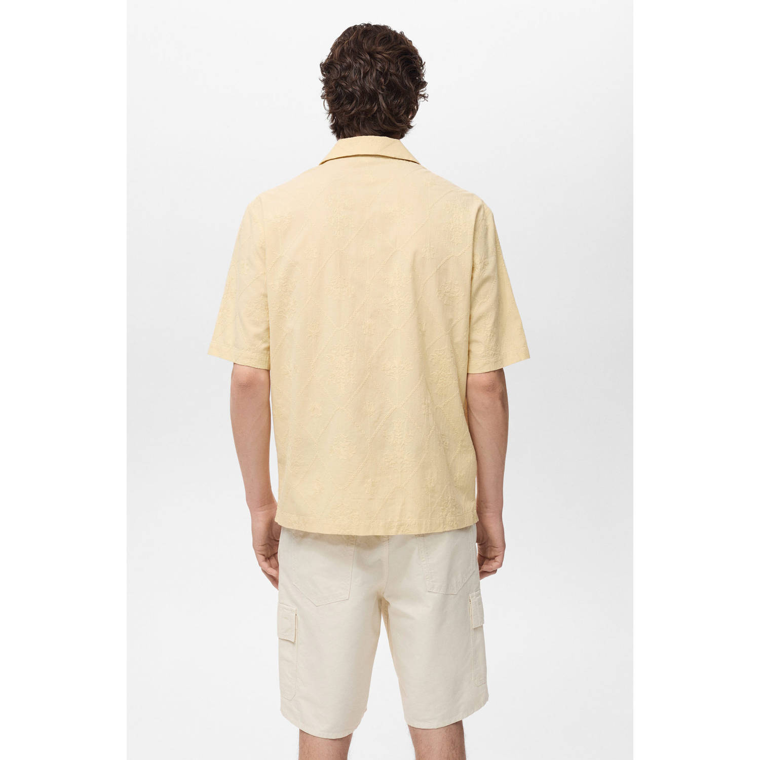 Mango Man casual overhemd geel