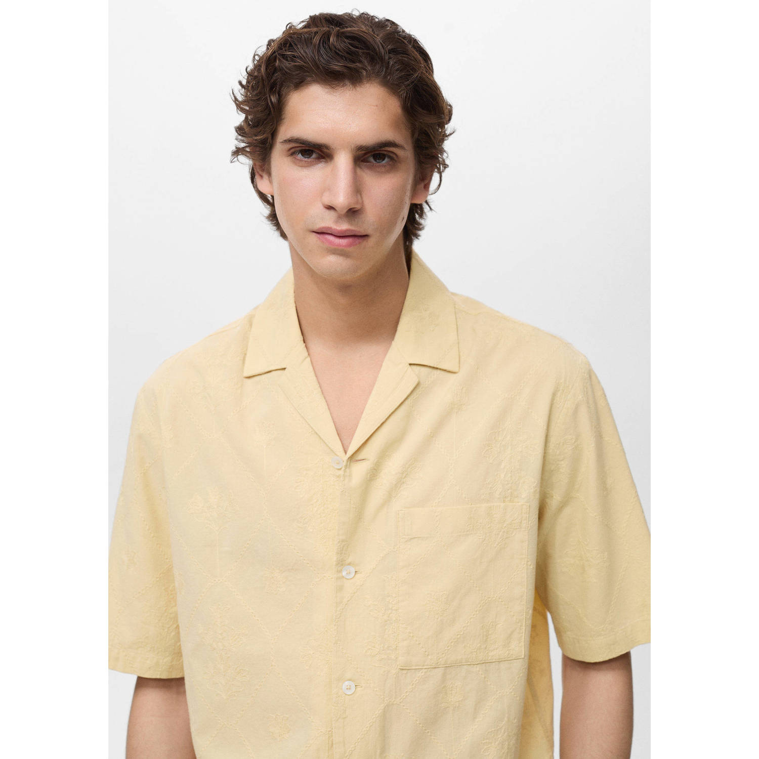 Mango Man casual overhemd geel