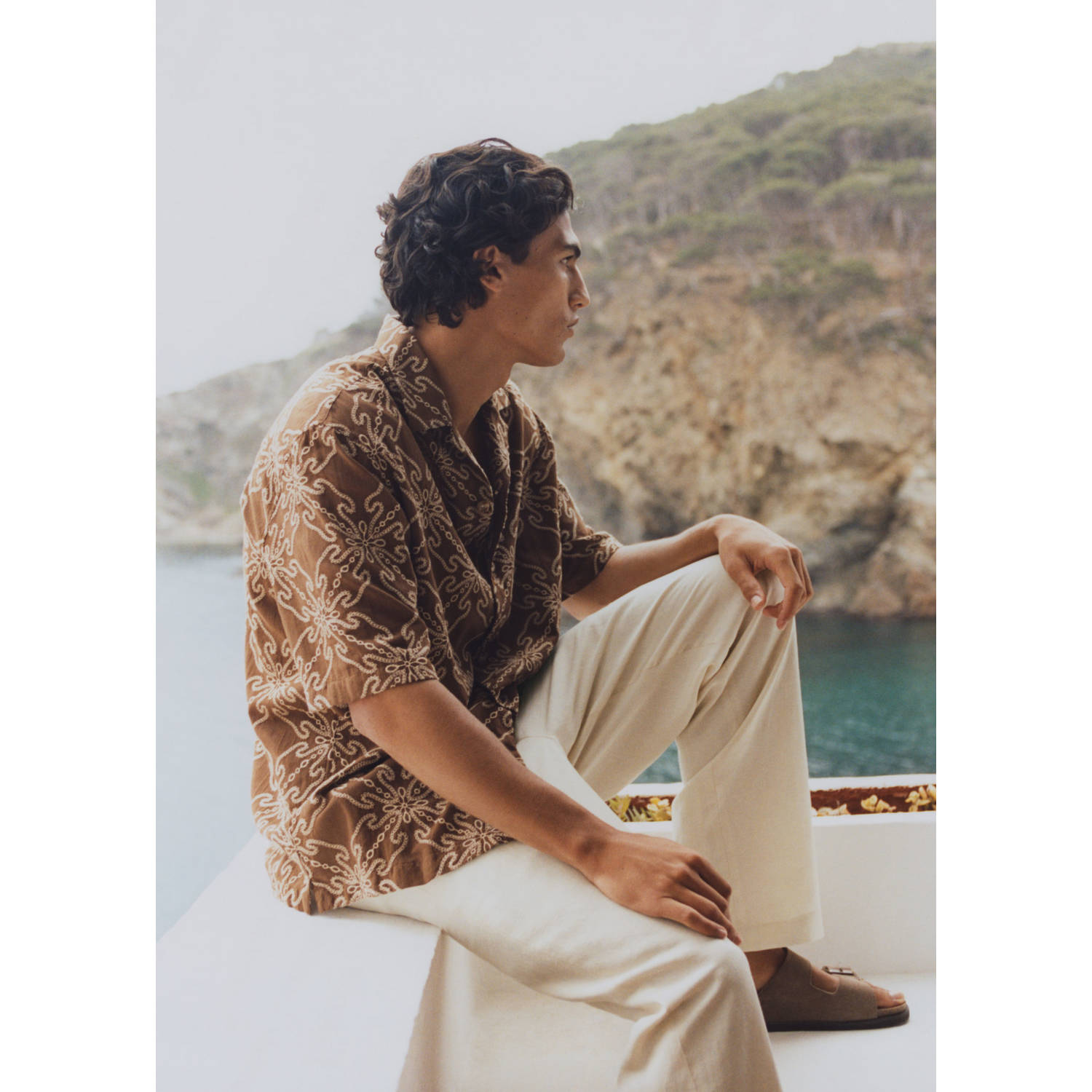 Mango Man casual overhemd bruin