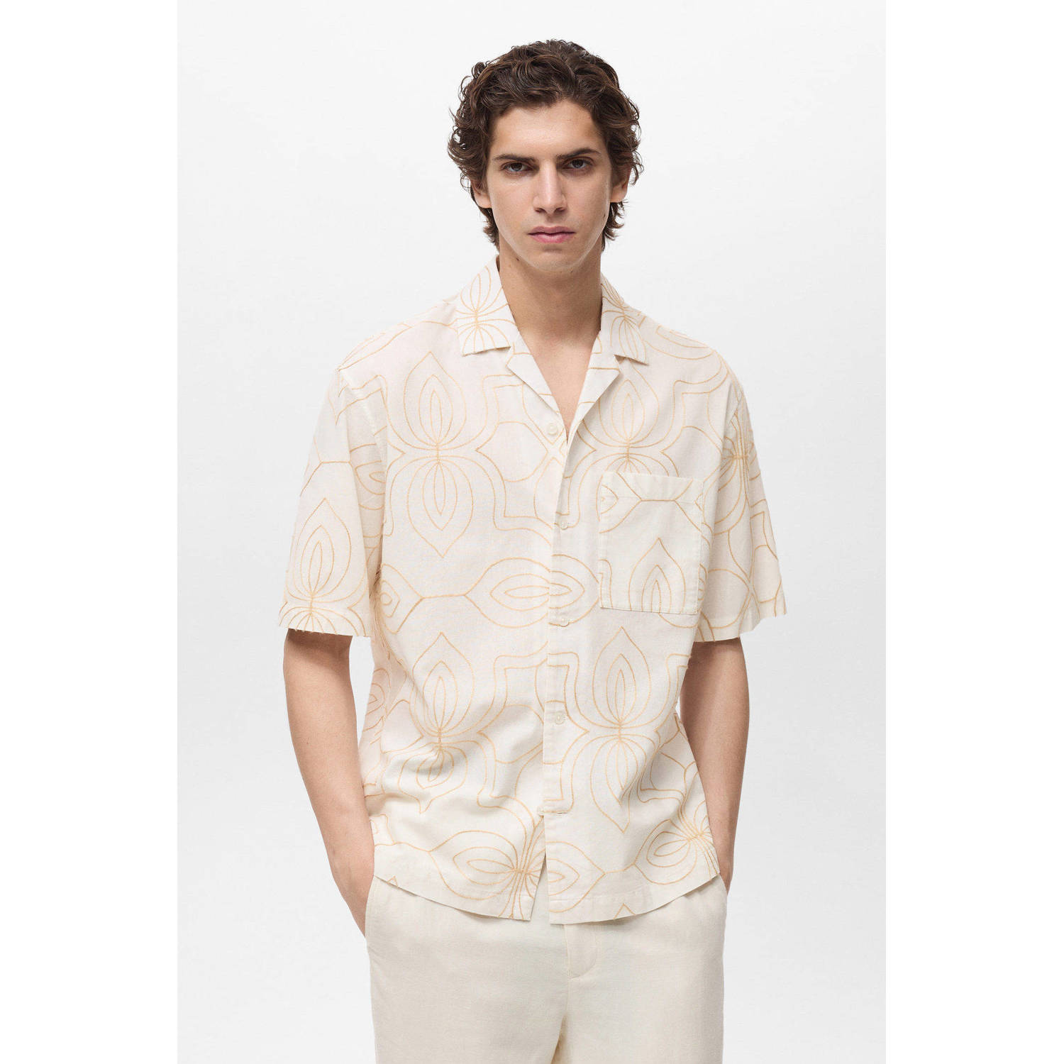 Mango Man casual overhemd ecru