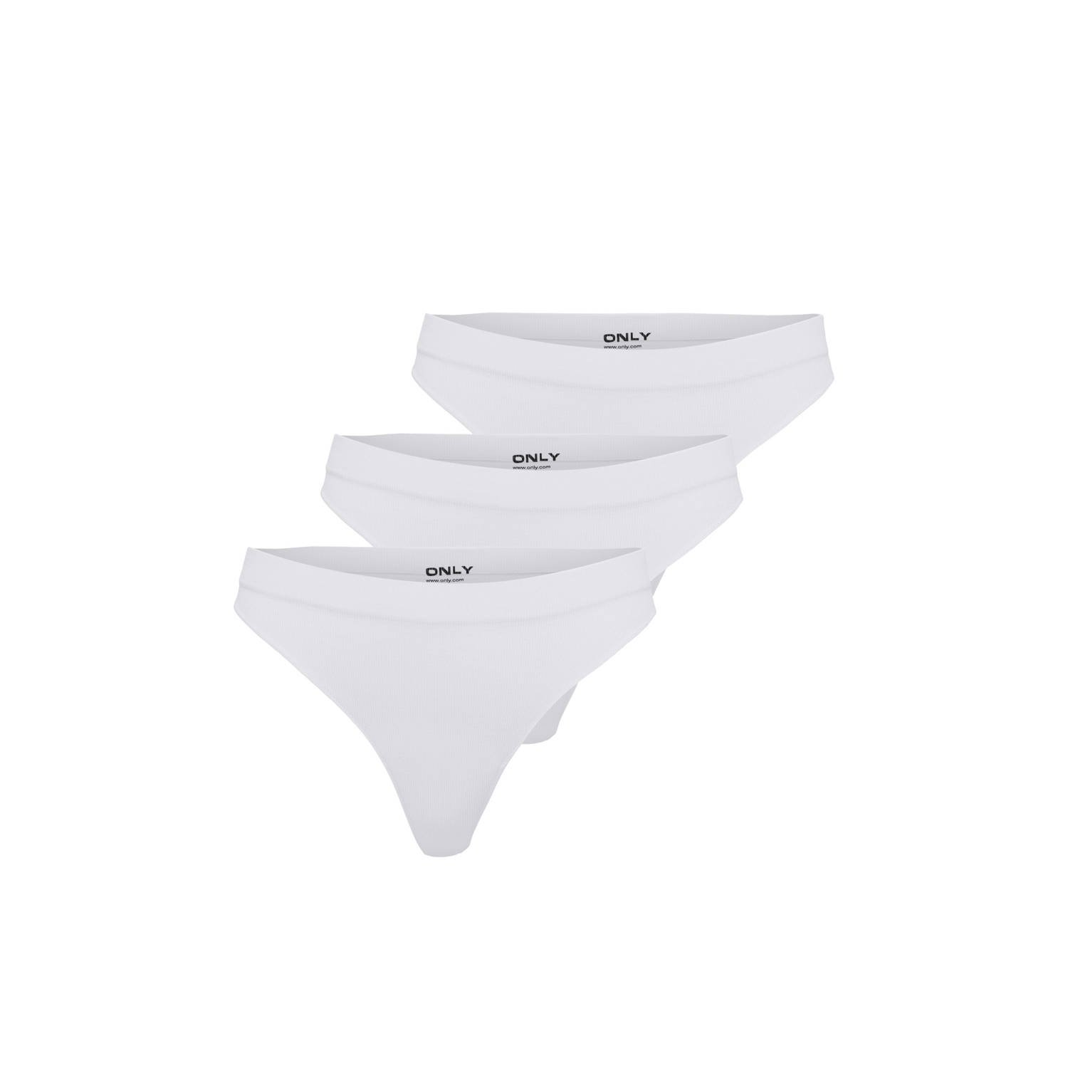 Only T-string ONLVICKY RIB S-LESS THONG 3-PK NOOS (set 3 stuks)