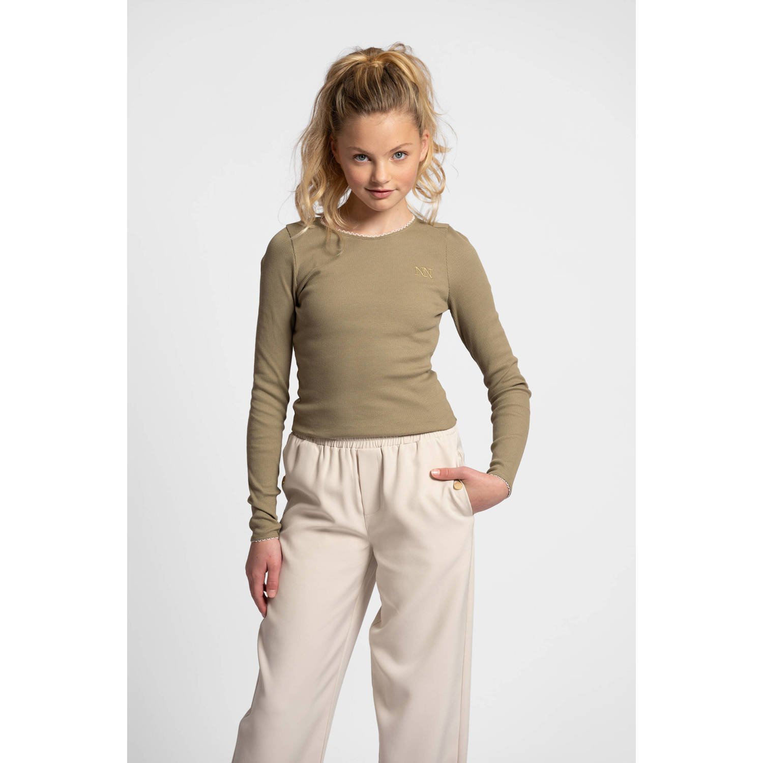 NIK&NIK rechtvallend casual broek beige