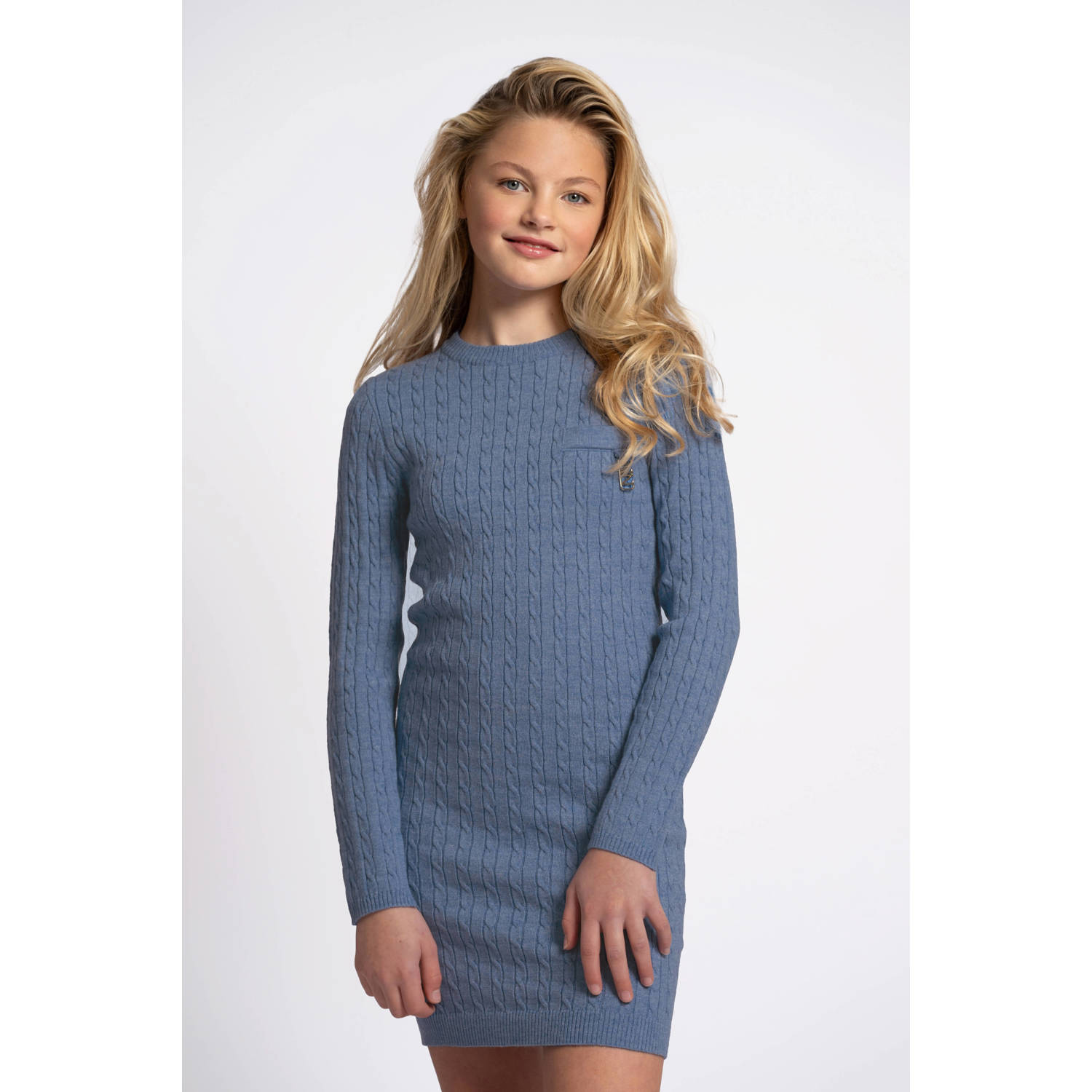 NIK&NIK A-lijn jurk grof gebreid blauw