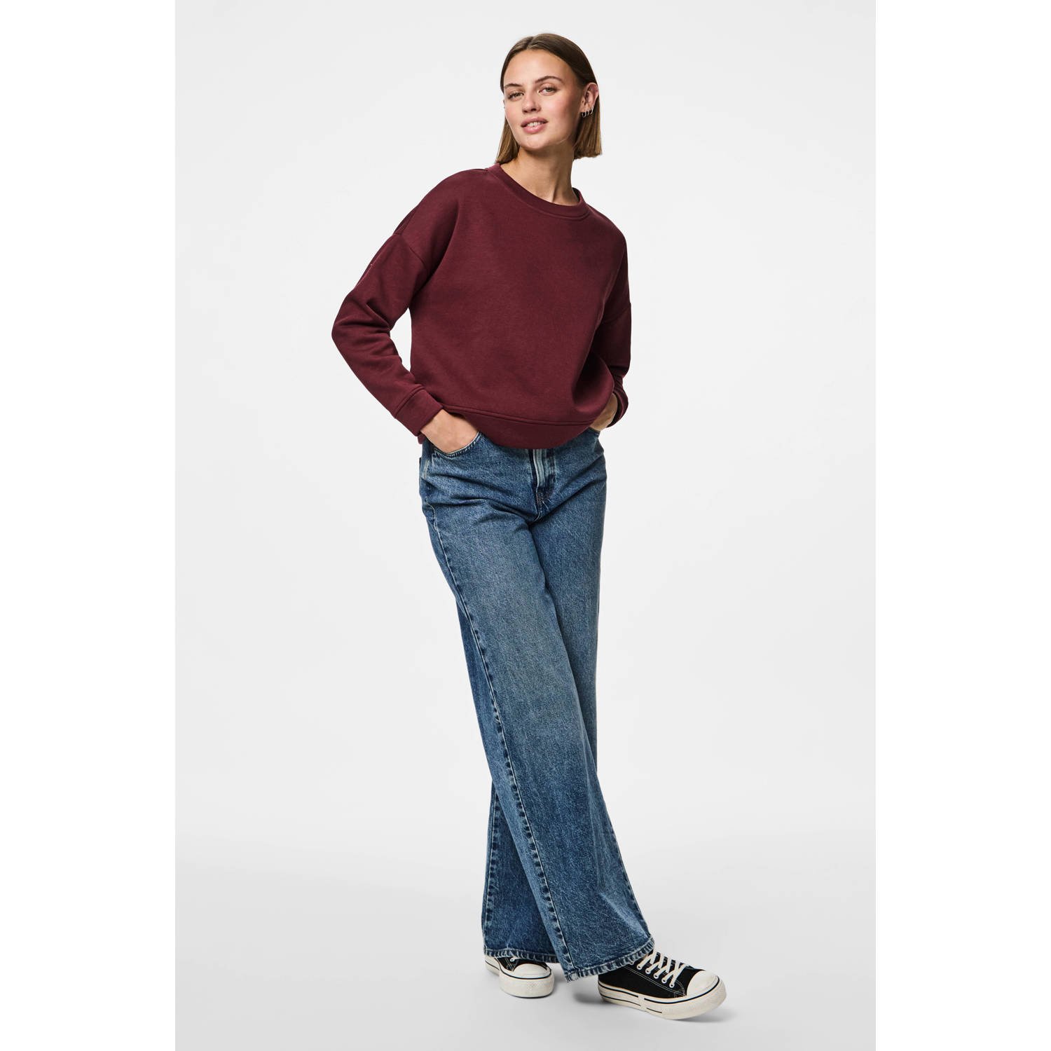 PIECES sweater PCCHILLI donkerrood