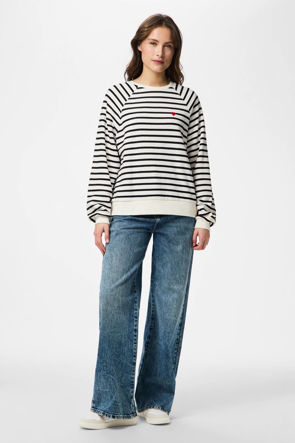 PIECES sweater PCGRETA wit/donkerblauw