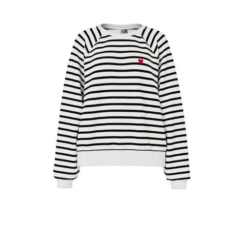 PIECES sweater PCGRETA wit/blauw afbeelding