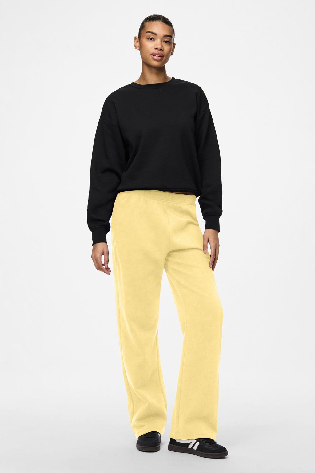 PIECES high waist wide leg sweatpants PCCHILLI geel