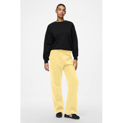PIECES wide leg high waist sweatpants PCCHILLI geel afbeelding