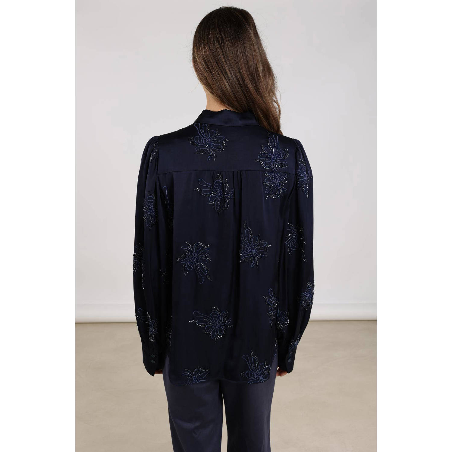 NUKUS blouse donkerblauw met glitter