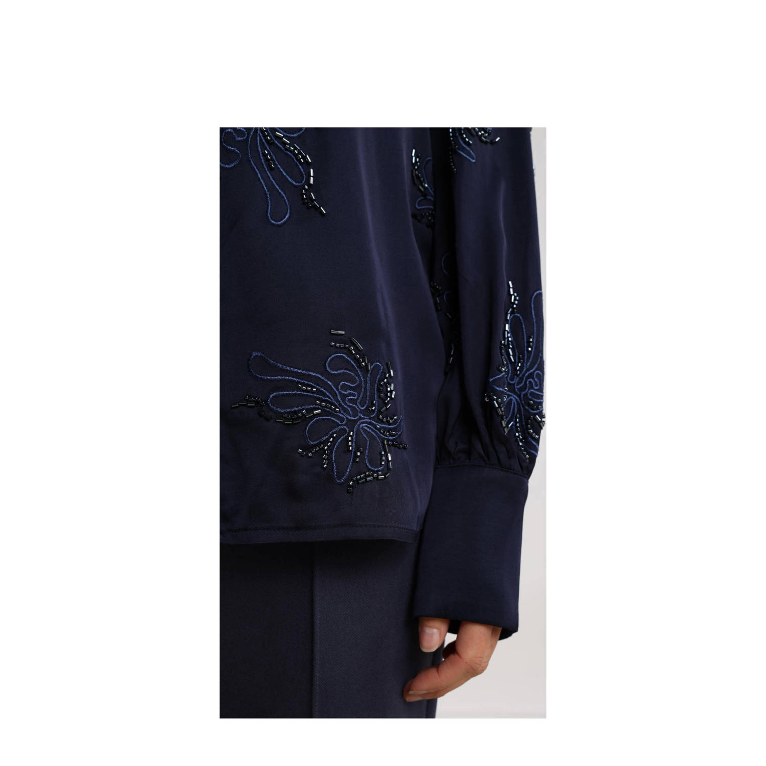 NUKUS blouse donkerblauw met glitter