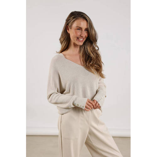 NUKUS gebreide trui ecru met lurex afbeelding