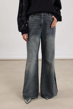 wide leg jeans dark blue denim