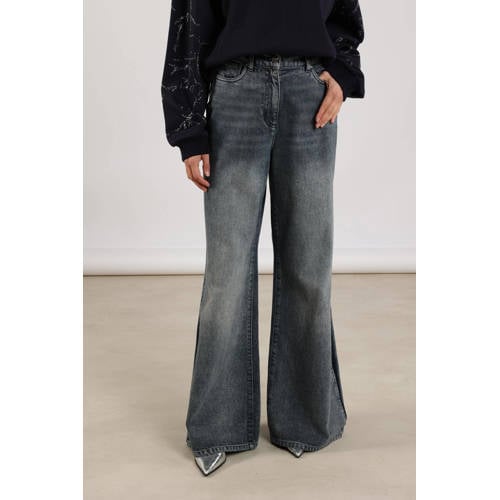NUKUS wide leg jeans dark blue denim afbeelding