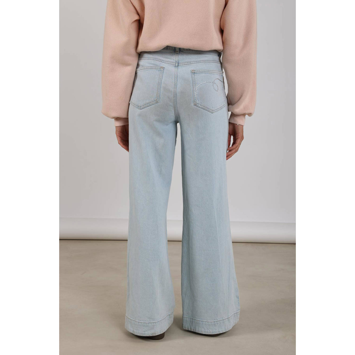 NUKUS high waist wide leg jeans light blue denim