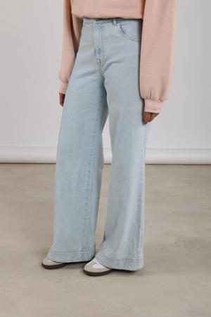 high waist wide leg jeans light blue denim