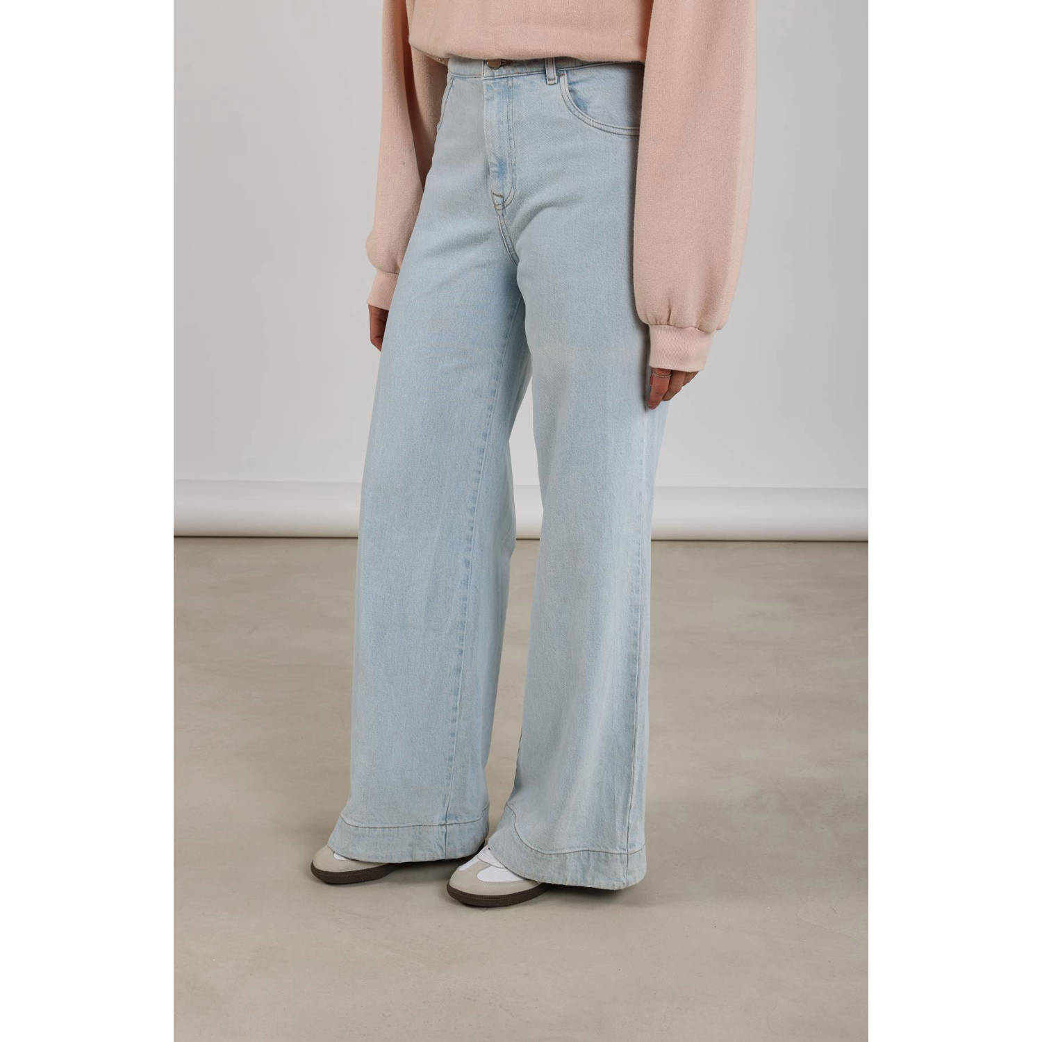 NUKUS high waist wide leg jeans light blue denim