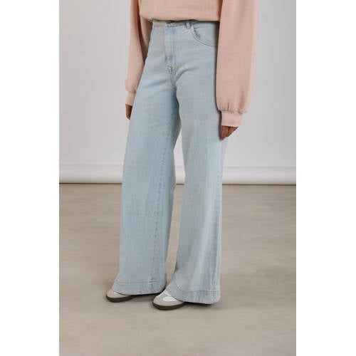 NUKUS high waist wide leg jeans light blue denim afbeelding