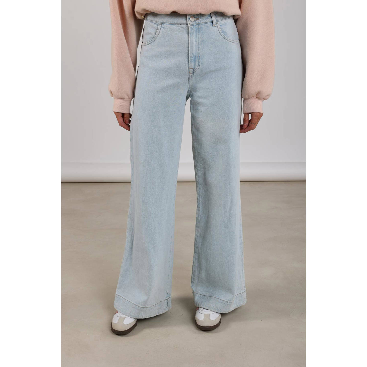 NUKUS high waist wide leg jeans light blue denim
