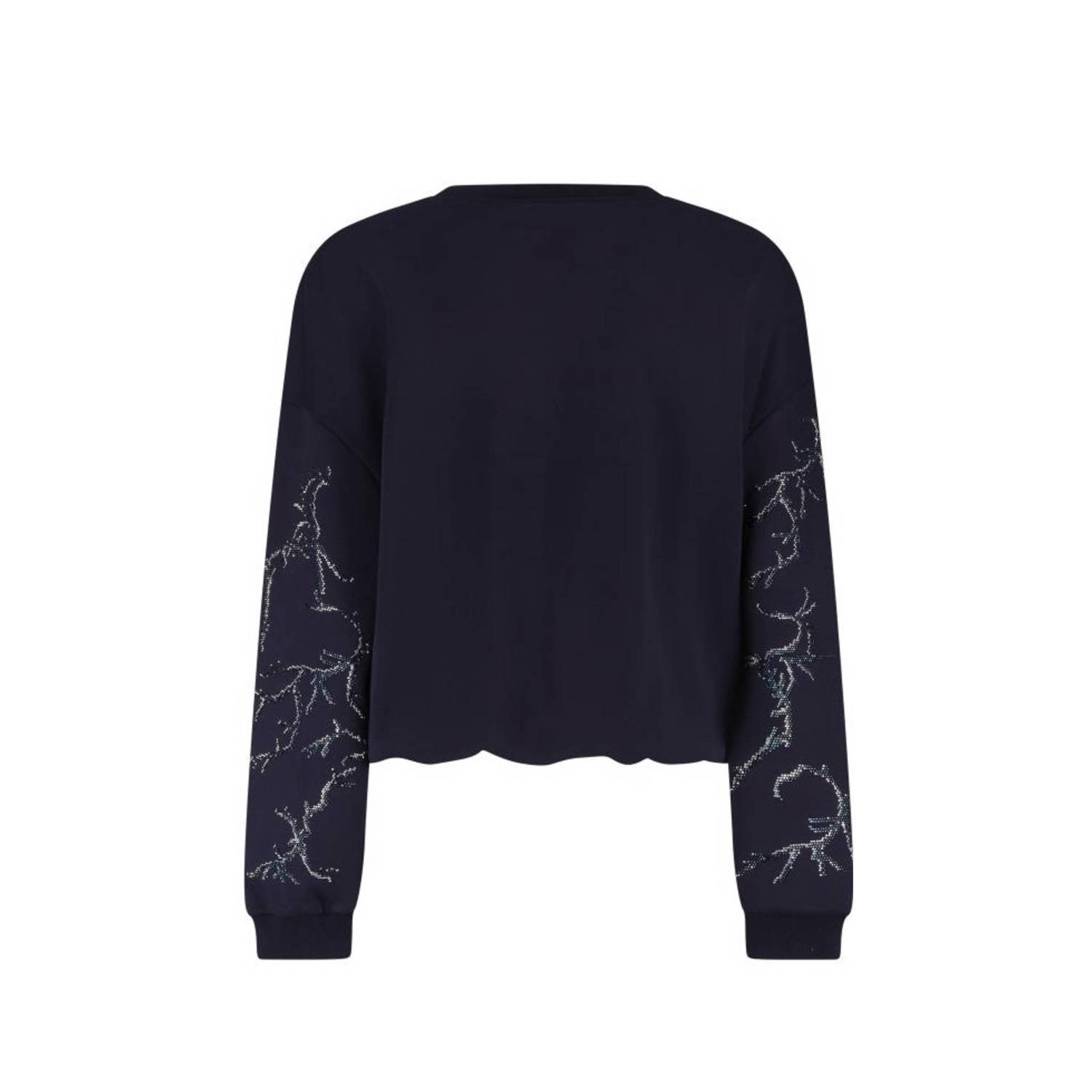 NUKUS sweater donkerblauw met glitter