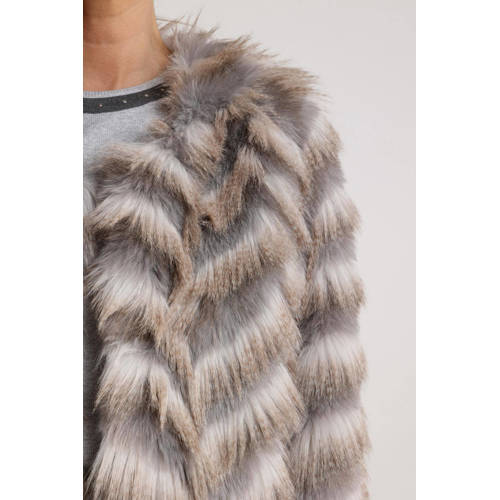 NUKUS faux fur jas lichtgrijs afbeelding