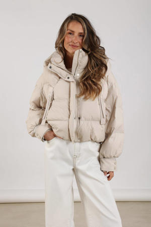 gewatteerde jas beige