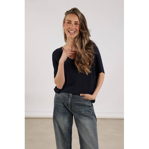 NUKUS top donkerblauw gebreid afbeelding