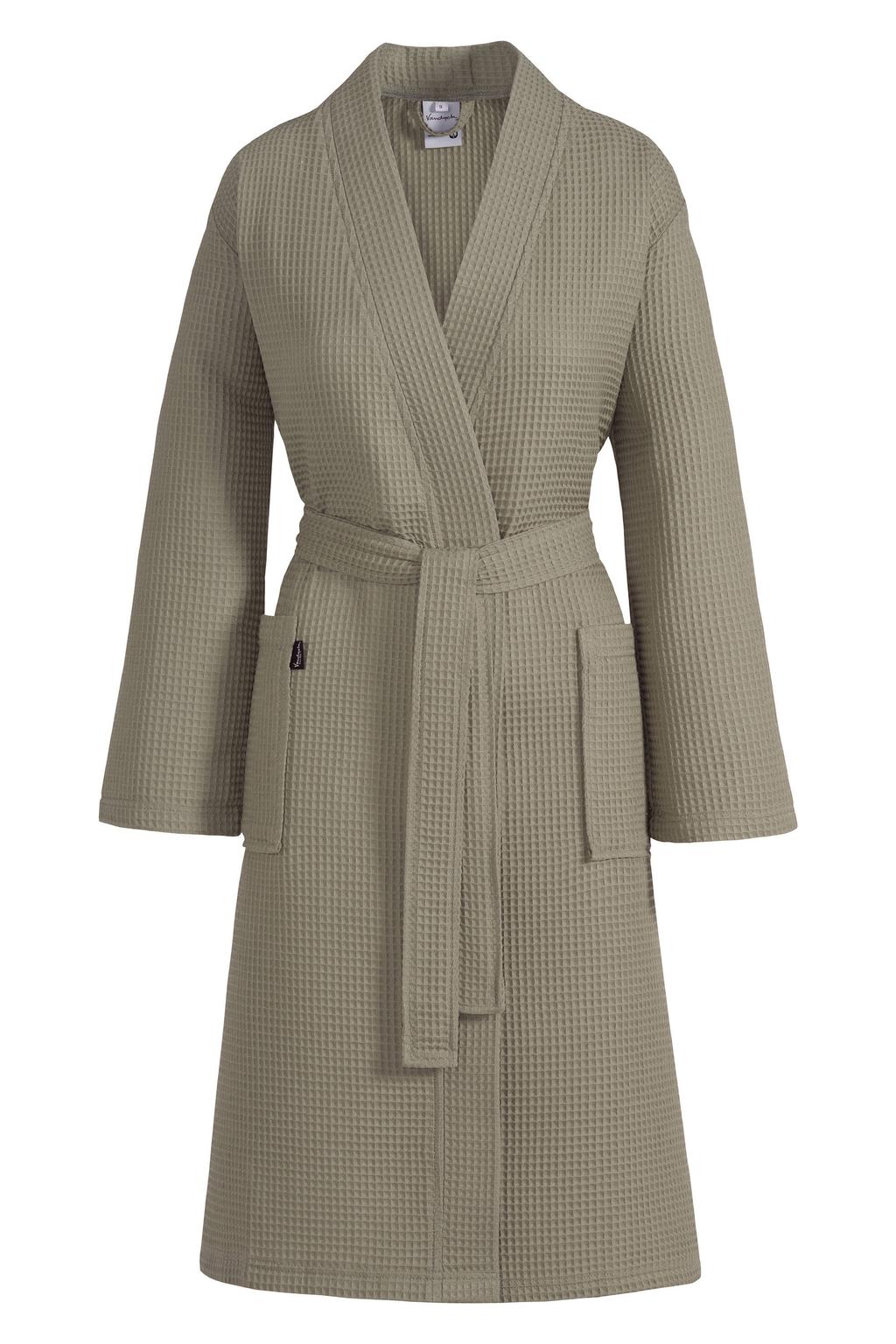 Vandyck unisex badjas Biarritz met wafelstructuur taupe