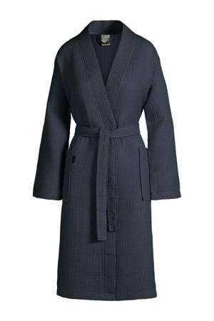 unisex badjas Biarritz met wafelstructuur donkerblauw