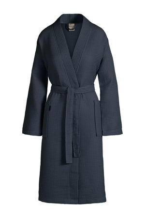 unisex badjas Biarritz met wafelstructuur donkerblauw