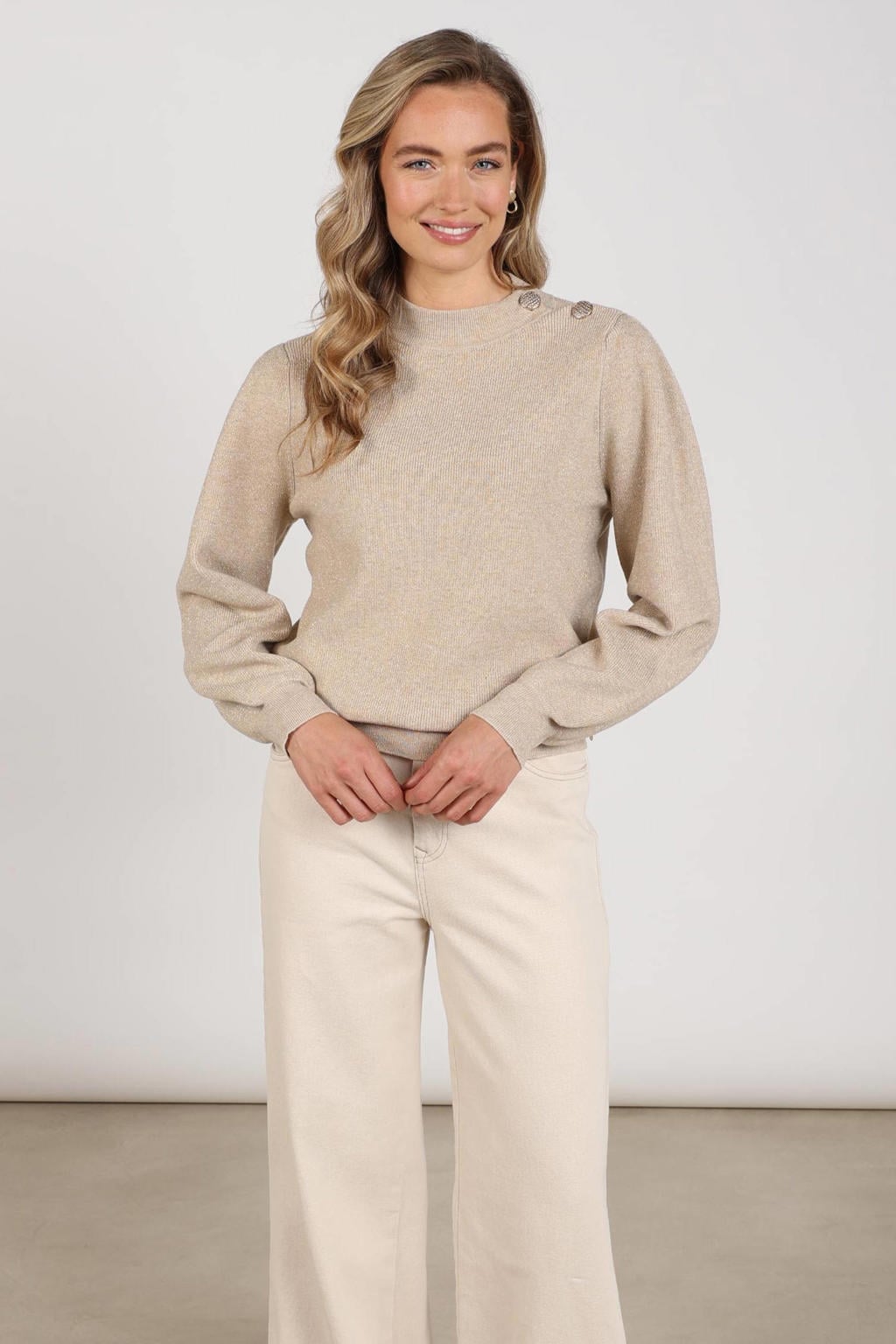 NUKUS pullover zand met lurex