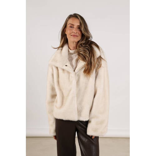 NUKUS faux fur jas ecru afbeelding
