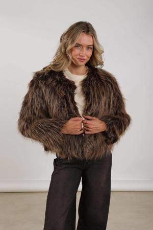 faux fur jas bruin