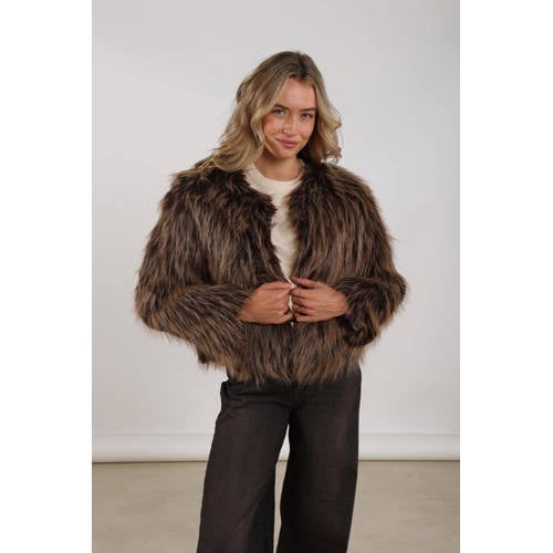 NUKUS faux fur jas bruin afbeelding