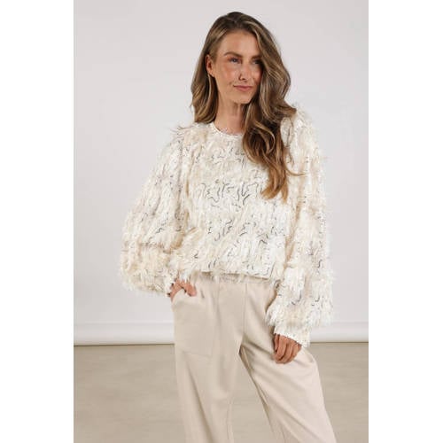 NUKUS top ecru met pailletten afbeelding