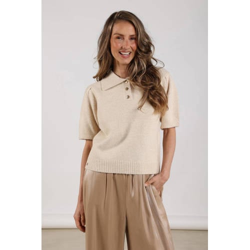 NUKUS pullover met wol zand met lurex afbeelding