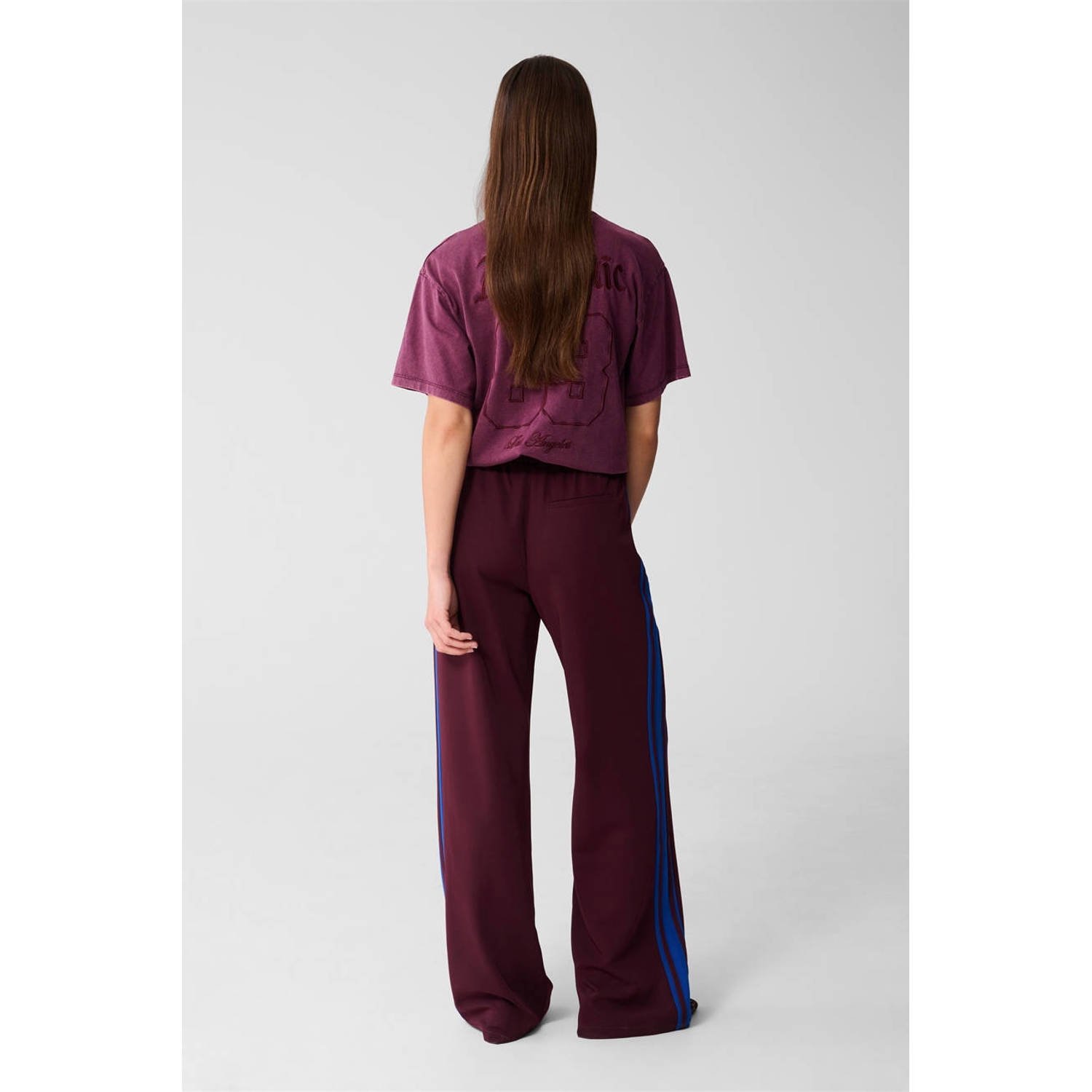 Shoeby wide leg high waist broek donkerrood