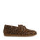 Manfield suède bootschoenen met panterprint cognac/zwart
