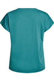 thumbnail: Turquoise dames ACTIVE By Zizzi Plus Size sprot T-shirt van polyester met korte mouwen