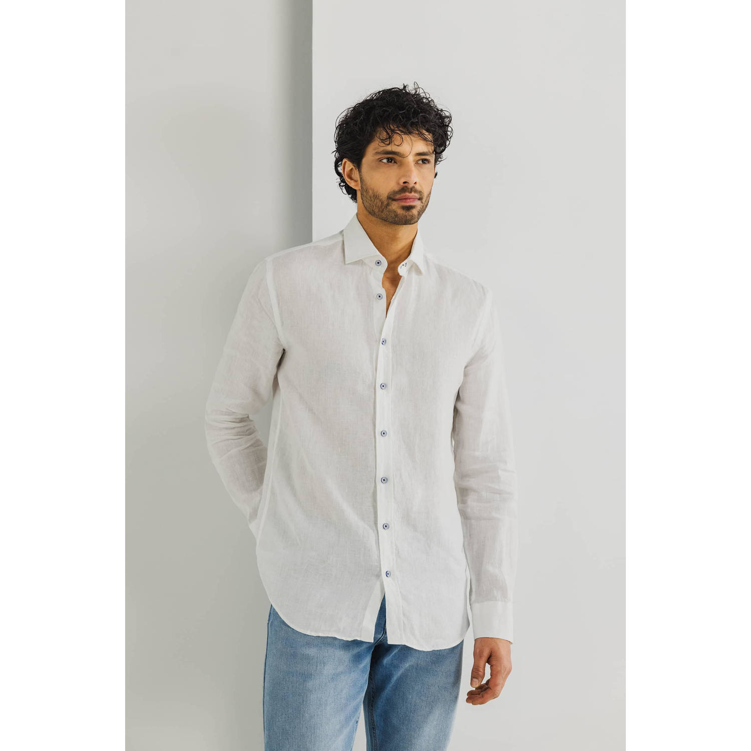 State of Art linnen casual overhemd wit
