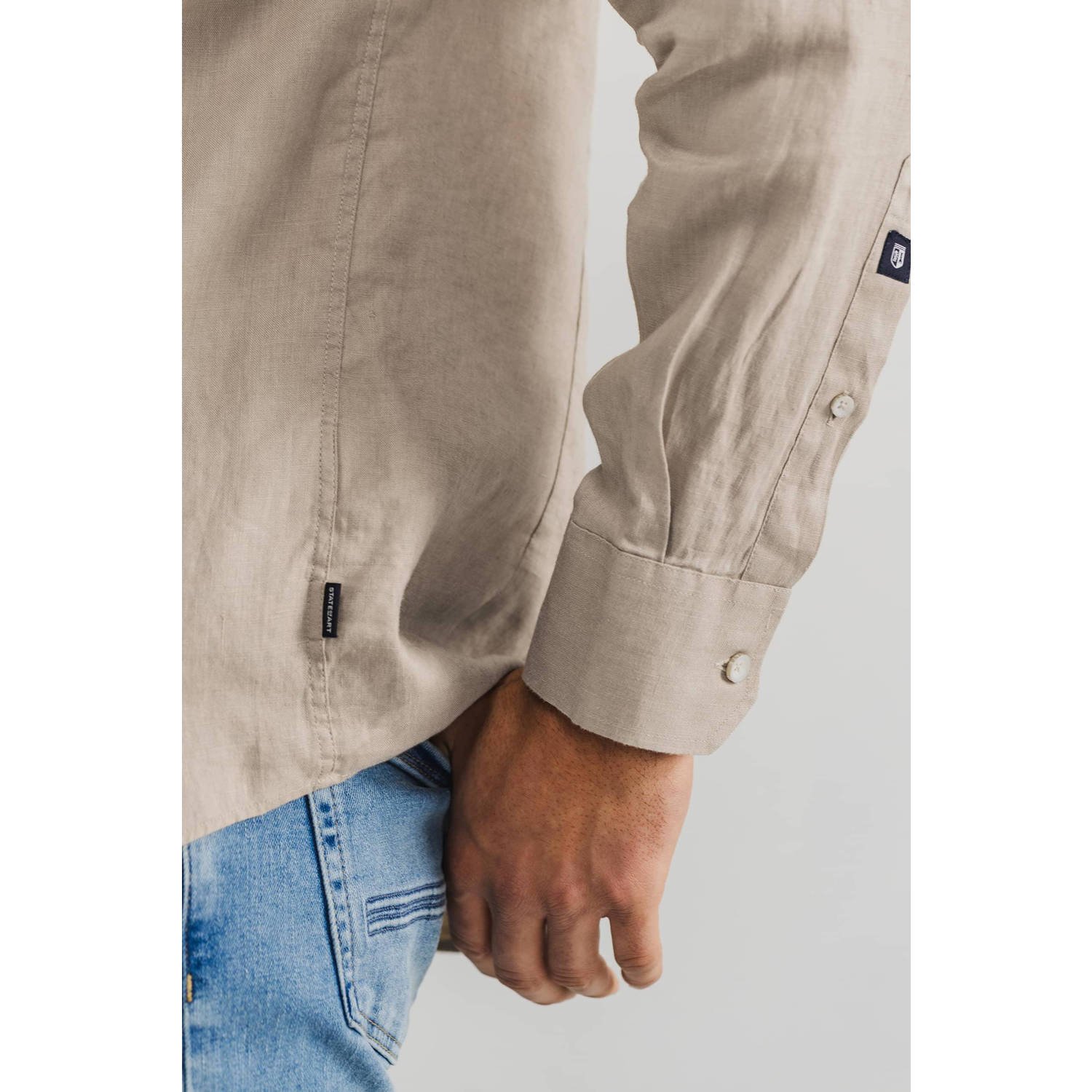 State of Art linnen casual overhemd beige